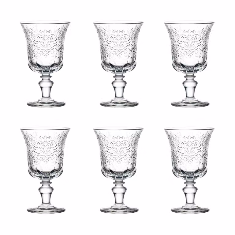Set de 6 copas de vino La Rochère Amboise de cristal transparente de 26 cl, An/P/Al: 9 x 9 x 15 cm
