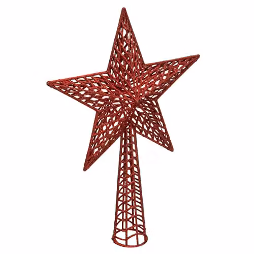 Estrella de cresta roja Atmosphera para árbol de Navidad en color rojo y metal
