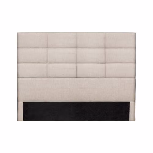 Cabecero moderno Anatole de Miliboo en tejido beige natural con diseño geométrico de 160 cm