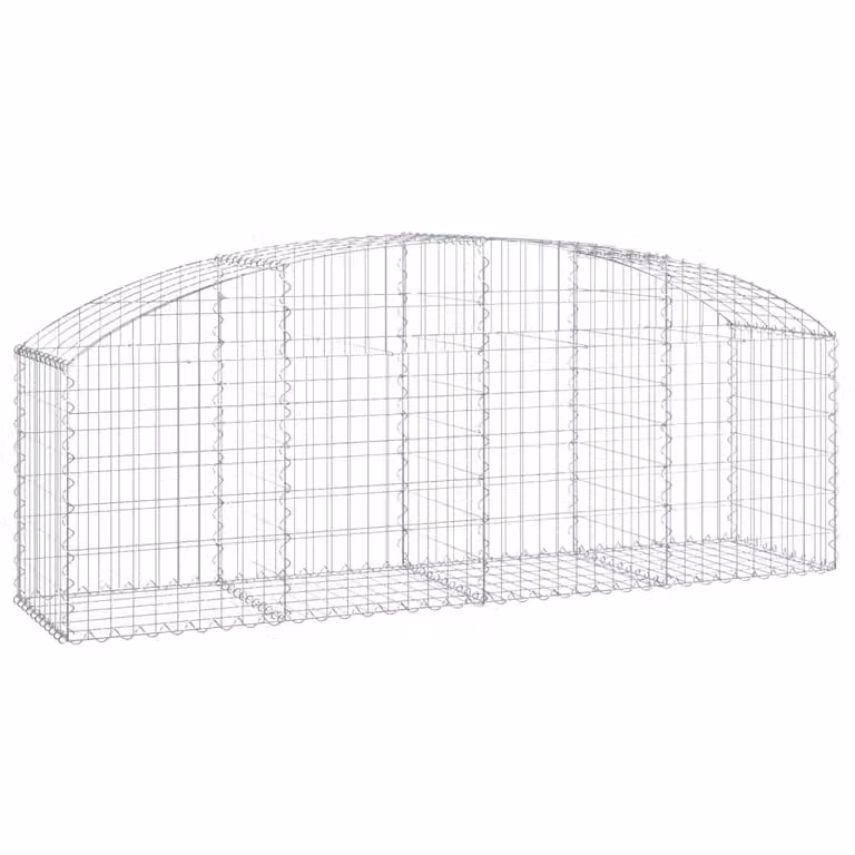 Cesta de gaviones Syfax en forma de arco de hierro galvanizado color plata An/P/Al: 200 x 50 x 60/80 cm