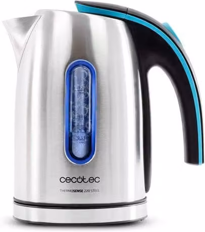 Hervidor eléctrico Cecotec Thermosense 220 Steel de 1,2 l en acero inoxidable color silver con apagado automático y 1630 W