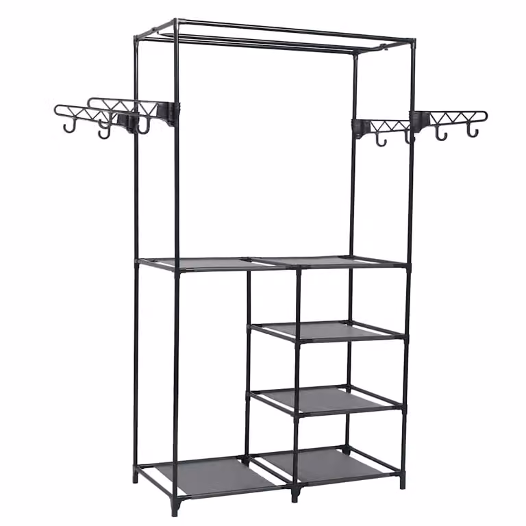Perchero de ropa vidaXL en metal negro mate An/P/Al: 87 x 44 x 158 cm