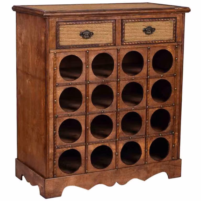 Baúl botellero de madera Wanderlust deco color marrón y dorado An/P/Al: 63 x 31 x 69,5 cm