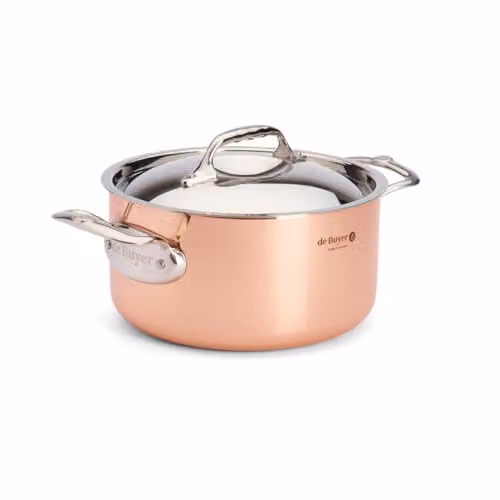 Cacerola con tapa de cristal De Buyer Prima Matera Induction en acero inoxidable y cobre, color marrón y plata, ø 24 cm