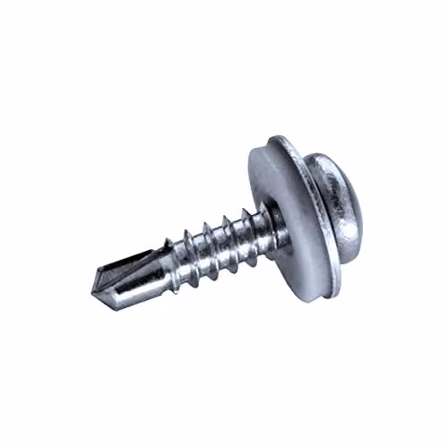 Pack de 500 tornillos autoperforantes Goebel de acero inoxidable con arandela de sellado EPDM, cabeza alomada, color plata, Diámetro: 4,2 mm, Longitud: 16,0 mm