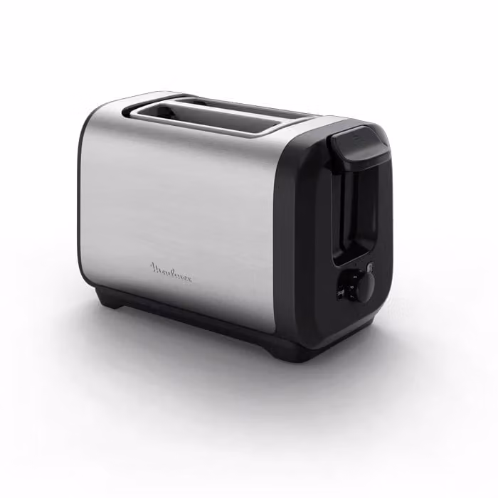 Tostadora Moulinex Subito de 2 ranuras, 1200W, color negro y plata en acero inoxidable