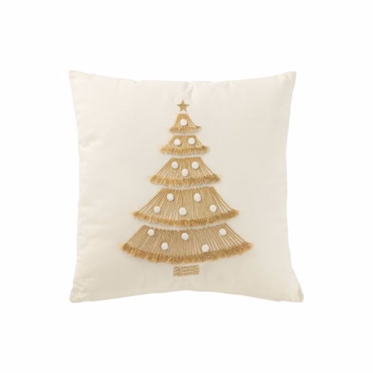 Cojín de Navidad cuadrado de algodón J-line en color blanco, An/P/Al: 45 x 45 x 12 cm