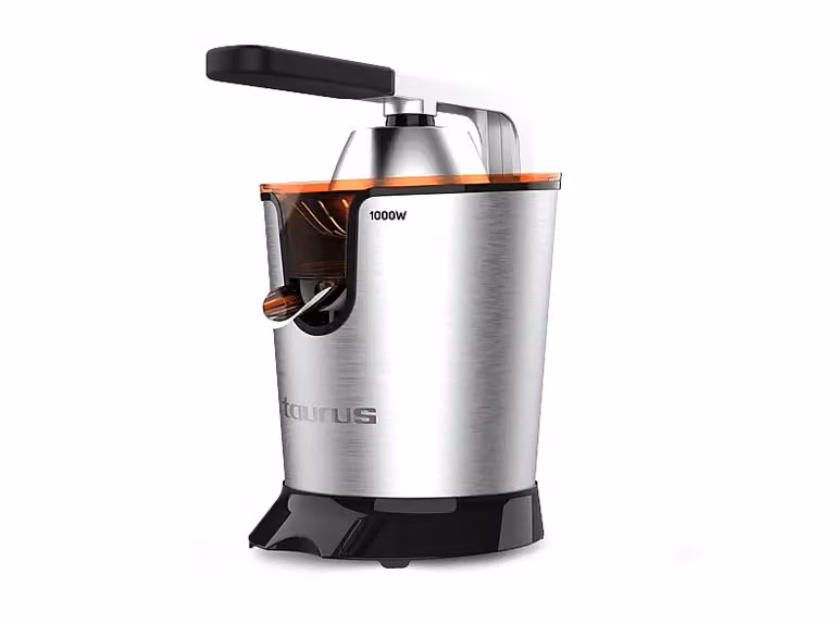Exprimidor de cítricos Taurus Easy Press 1000 Legend SQ1000X de 1000 W en color negro y plateado con capacidad de 0,65 l y acabado en acero inoxidable
