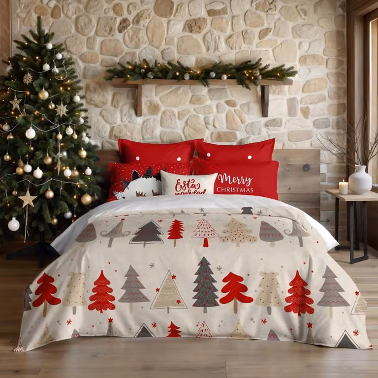 Funda nórdica de Navidad Decolores Home multicolor en poliéster, An/P/Al: 155 x 220 cm