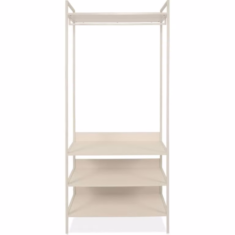 Armario abierto Homifab de estilo minimalista con 4 estantes y barra para colgar en color beige