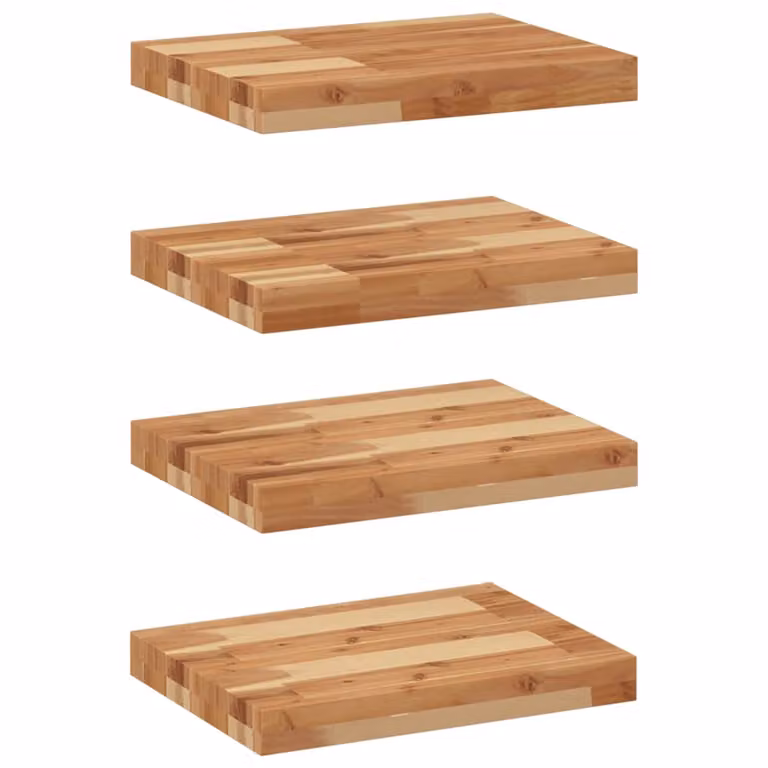 Set de 4 estantes flotantes vidaXL de madera de acacia con acabado aceitado en color marrón, An/P/Al: 60 x 30 x 4 cm
