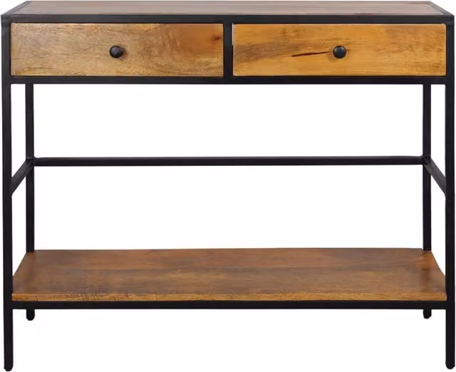 Consola Riben de MISTERWILS FURNITURE FOR FREE SOULS en madera de mango y metal color marrón y negro, An/P/Al: 100 x 30 x 81 cm