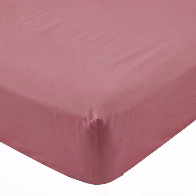 Sábana bajera Basic de algodón color rosa para cama de 105 x 200 cm