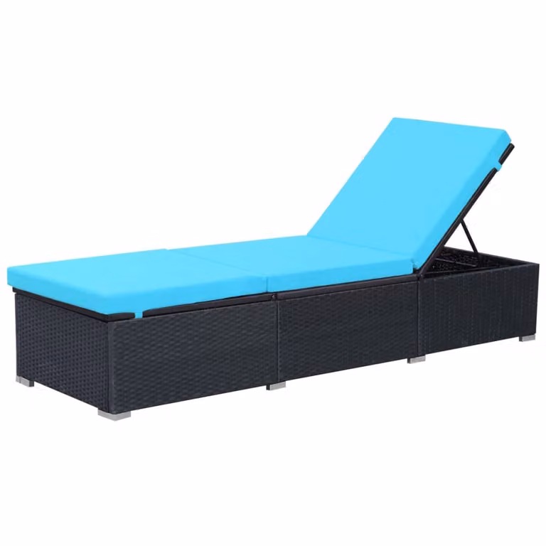 Tumbona Syfax de ratán y metal con cojín ajustable para jardín o terraza en azul o negro