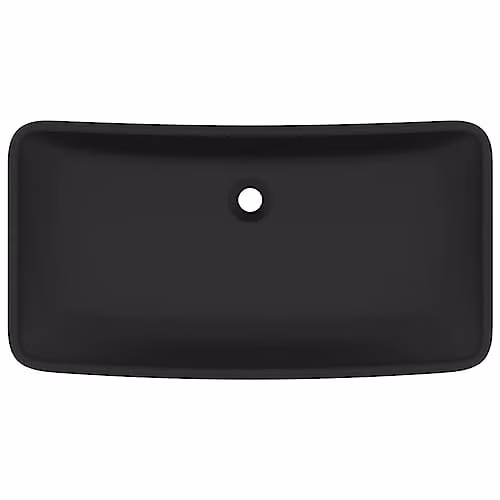 Lavabo de sobremesa rectangular de cerámica Helloshop26 en negro mate, An/P/Al: 71 x 38 x 13,5 cm