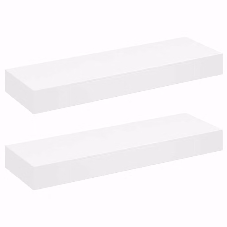 Set de 2 estantes de pared flotantes con cajones vidaXL en color blanco de 80 cm