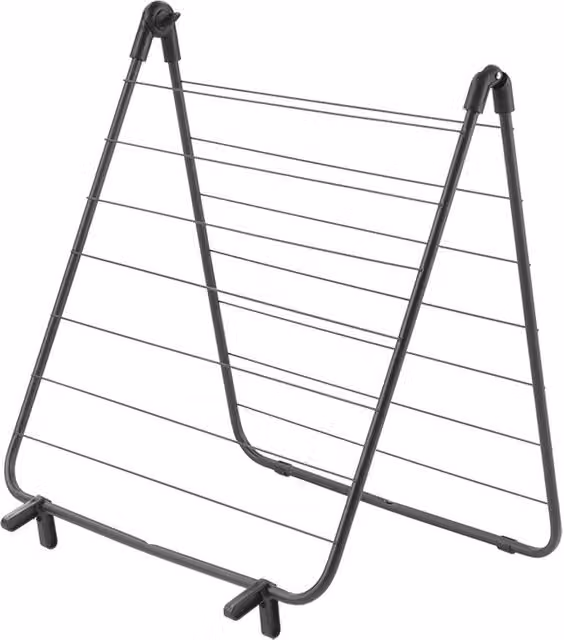 Tendedero de ropa plegable para bañera Metaltex Nevis color negro mate de acero con revestimiento epoxi