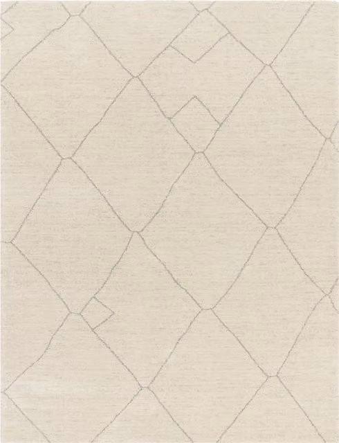 Alfombra moderna Heal color beige con efecto alto y bajo de 80 x 150 cm