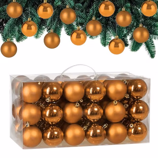 Set de 54 bolas de Navidad redondas Casaria en color cobre y bronce para tu árbol