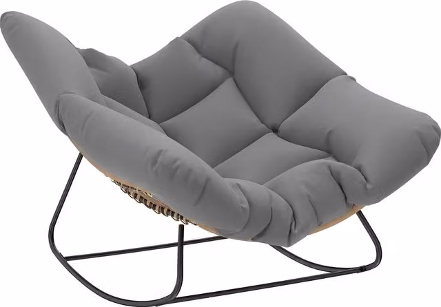 Sillón mecedor Outsunny con cojines resistentes a la intemperie y estructura de metal, color gris, ideal para jardín o salón