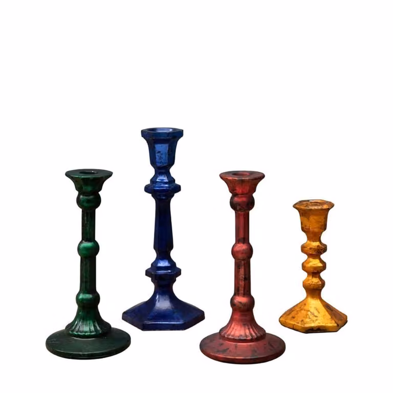 Set de 4 portavelas de cristal multicolor Chehoma con altura de 26 cm