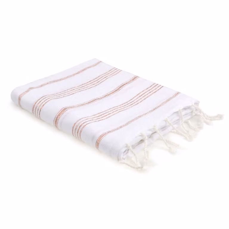 Pareo Fouta de Algodón Febronie Blanco y Cobrizo An/P/Al: 200 x 100 cm