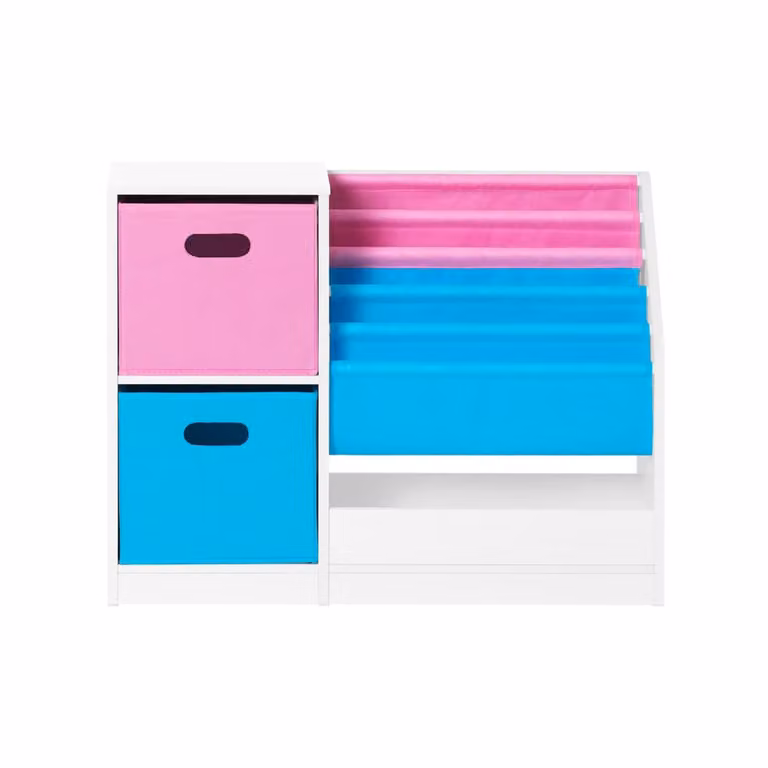 Librería infantil Sobuy de 5 niveles con 2 cestas y 1 compartimento, organizador de juguetes multicolor y blanco, An/P/Al: 80 x 30 x 61 cm