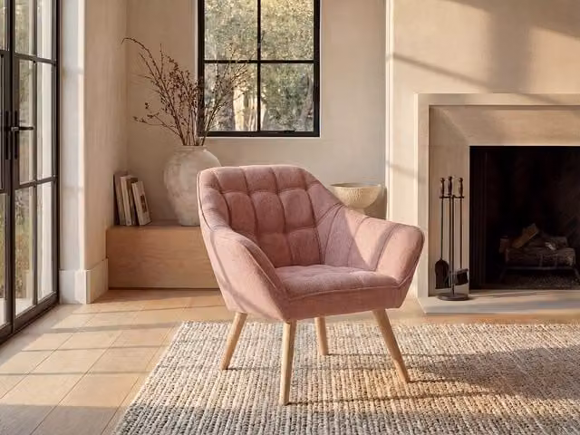 Sillón de tela rosa Caserta de Vente-Unique