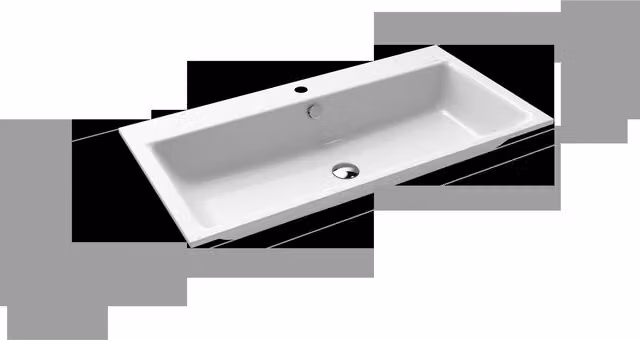 Lavabo empotrado Puro de Kaldewei en acero esmaltado blanco, rectangular, An/P/Al: 90 x 46 x 1,4 cm