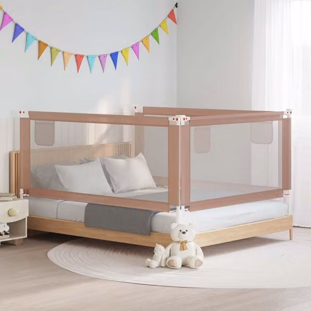 Barandilla de seguridad para cama infantil vidaXL en color beige y tela, An/P/Al: 190 x 25 cm