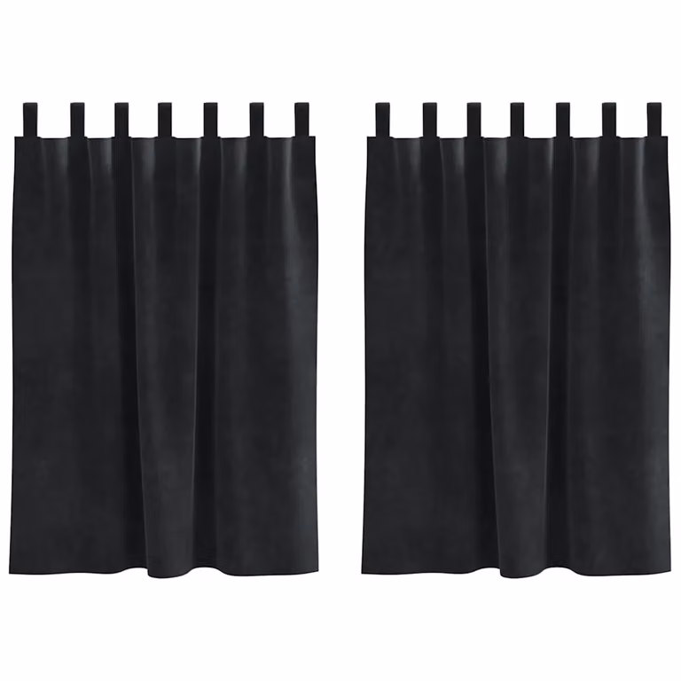 Set de 2 cortinas blackout de terciopelo vidaXL en color negro, An/Al: 140 x 140 cm