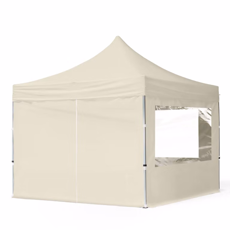 Carpa plegable TOOLPORT con ventanas y suelo, aluminio y poliéster, beige, An/P/Al: 300 x 300 x 338 cm