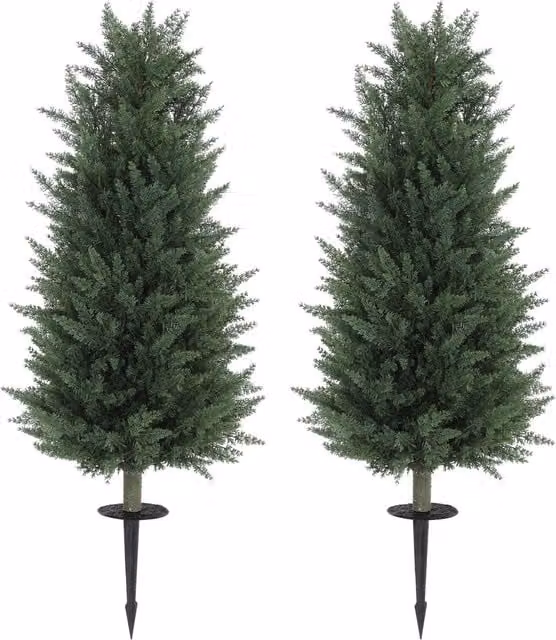 Set de árboles de ciprés artificiales NORTHIX de color verde con hojas resistentes a los rayos UV