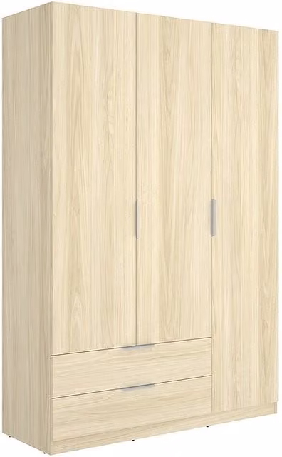 Armario para ropa Emax Dekit de 3 puertas y 2 cajones en color roble, An: 136,6 cm, P: 51,4 cm, Al: 203,5 cm