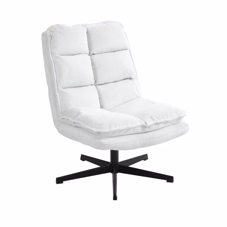 Sillón giratorio Meubles Cosy con tapizado de tela y estructura metálica en blanco y negro