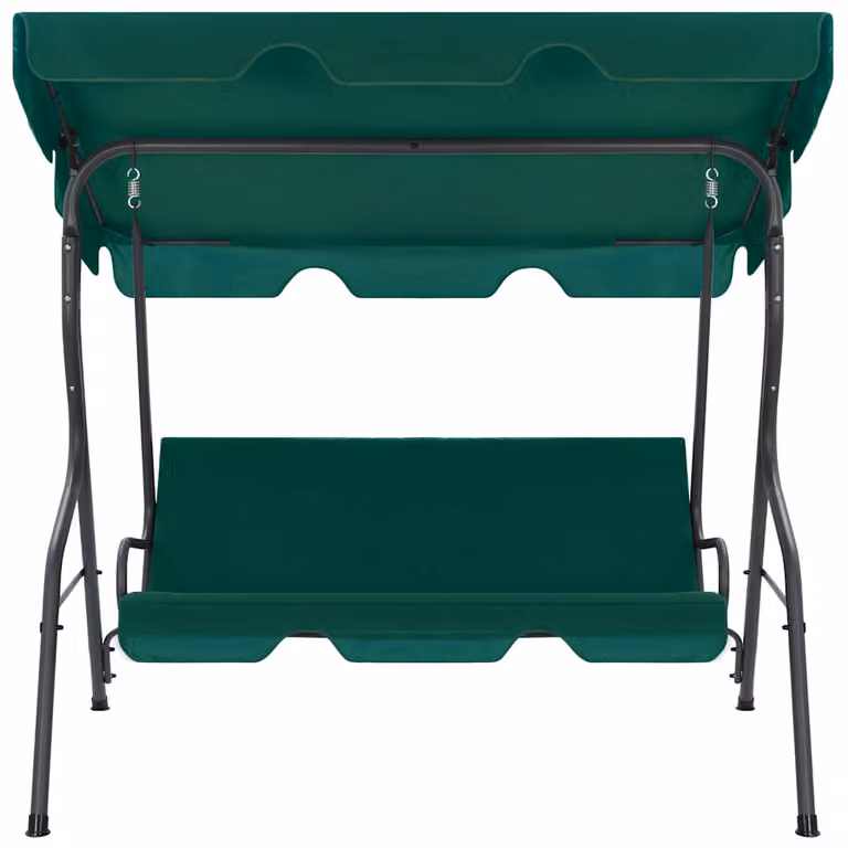vidaXL Banco columpio de jardín con toldo para adultos, color verde, An/P/Al: 170 x 110 x 153 cm