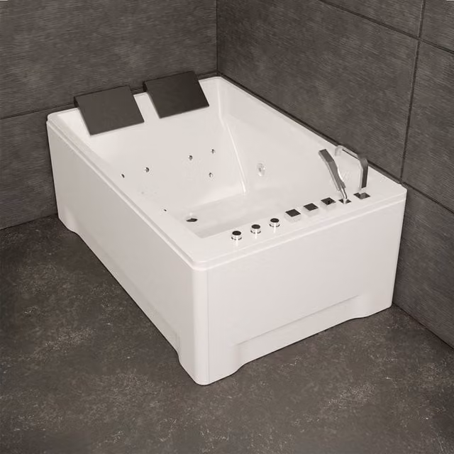 Bañera de hidromasaje de esquina Spalina Duo Jets para 2 plazas, color blanco, An/P/Al: 180 x 120 x 68 cm