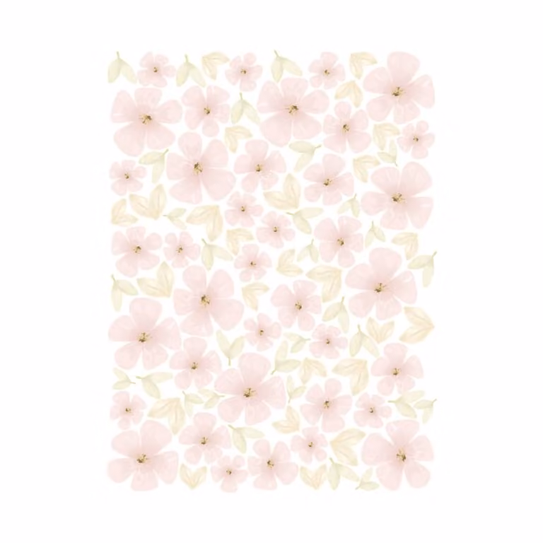 Stickers decorativos de flores silvestres Nicolasito color rosa con diseño floral botánico y adhesivo para pared