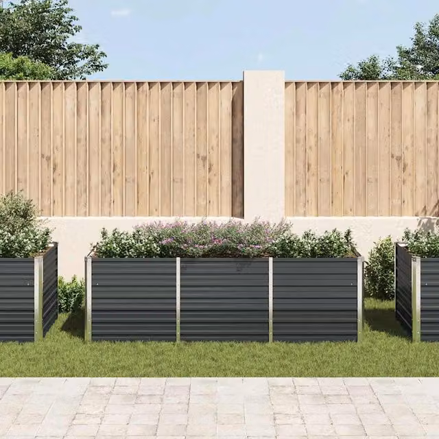 Arriate elevado SYFAX de acero galvanizado color gris antracita An/P/Al: 240 x 80 x 77 cm