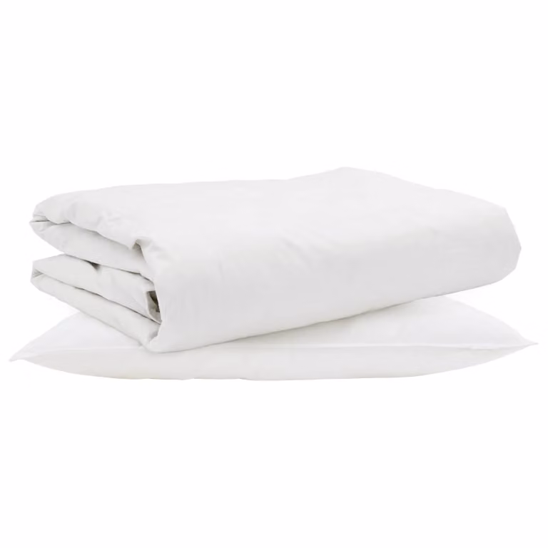 Set de 2 piezas vidaXL de edredón de verano y almohada de plumas de pato y algodón, color blanco, transpirable y lavable a máquina