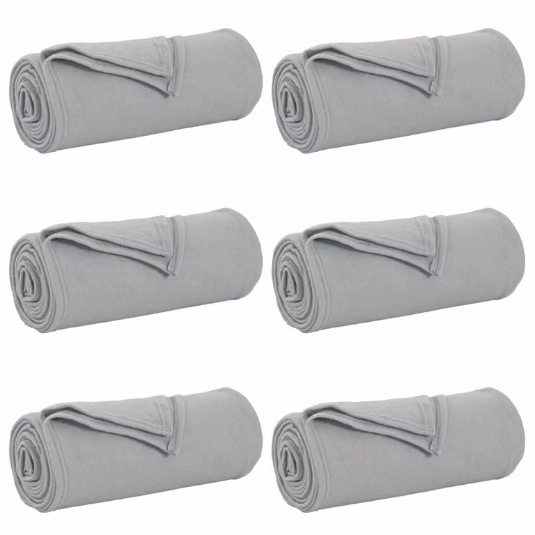 Set de 6 mantas de sofá vidaXL de lana y vellón, color gris, An/P: 270 x 240 cm