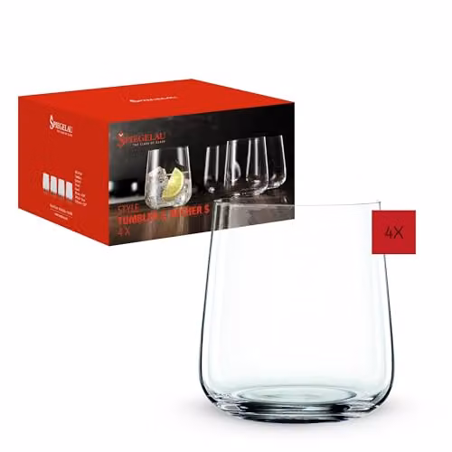 Juego de 4 vasos tumbler Spiegelau de cristal transparente de 340 ml