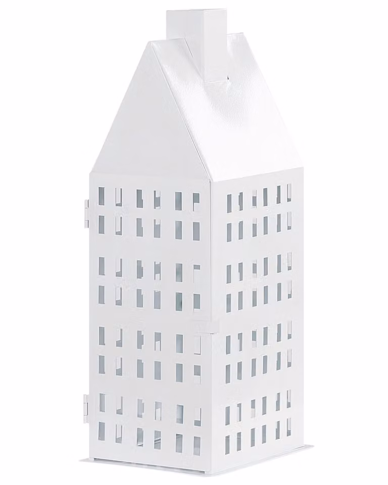 Linterna de mesa minimalista Beliani en metal blanco, Altura: 40 cm