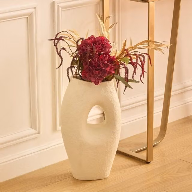 Jarrón Brea de cerámica blanco de Atmosphera Créateur d'Intérieur, Altura: 51 cm