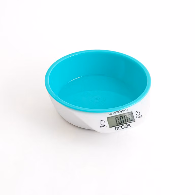 Báscula de cocina Dcook de plástico en color blanco y verde con capacidad de 1L y hasta 5kg