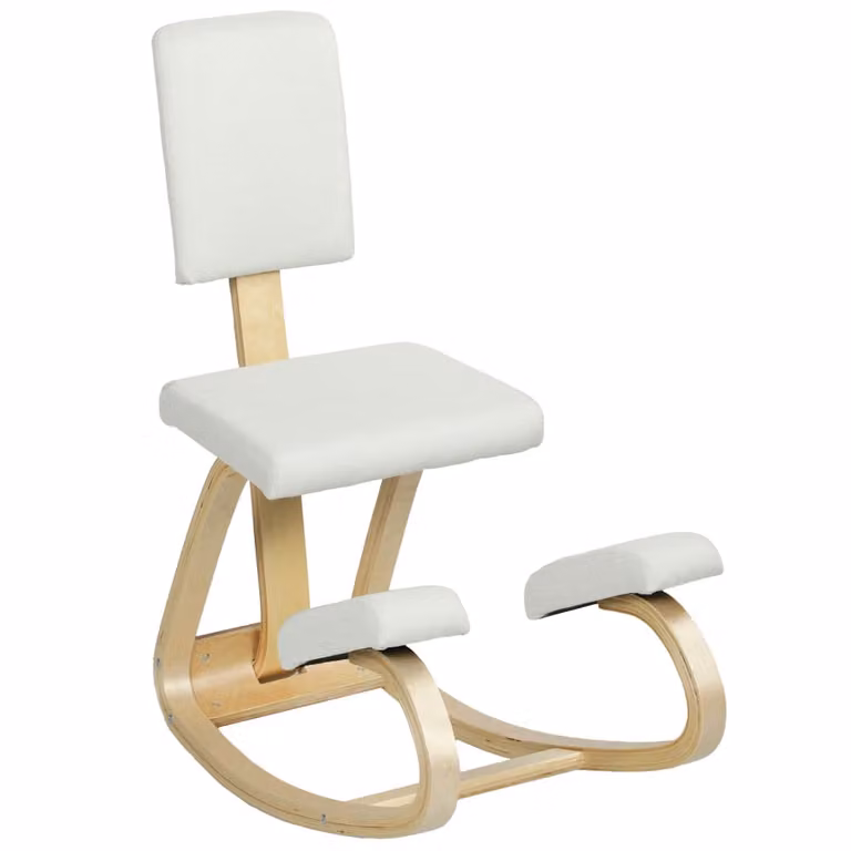 Silla de rodillas Homcom de madera de abedul y lino sintético en color beige, An/P/Al: 51 x 84 x 93 cm