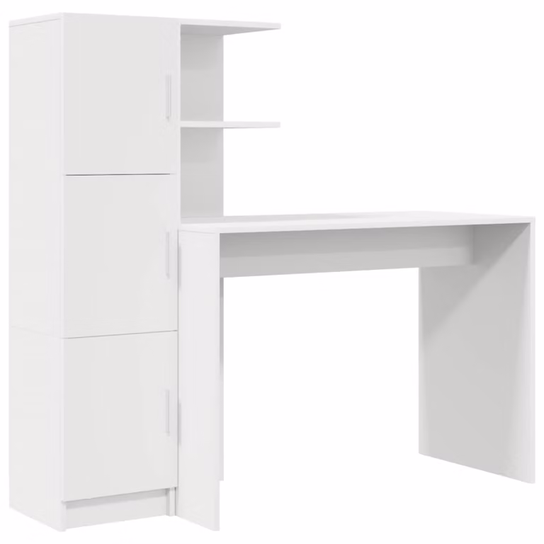 Set de 2 Escritorios Modernos con Estantería vidaXL de Madera para Oficina en Casa, An/P/Al: 133.5 x 50 x 124 cm