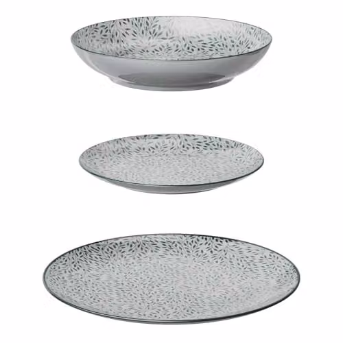Servicio de cena Jasmine de Secret de Gourmet, 18 piezas, cerámica blanca y verde con diseño floral