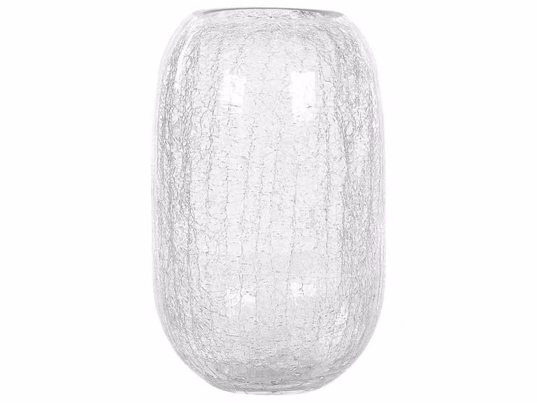 Jarrón de vidrio moderno Beliani transparente para mesa, Altura: 28 cm, Diámetro: 17 cm