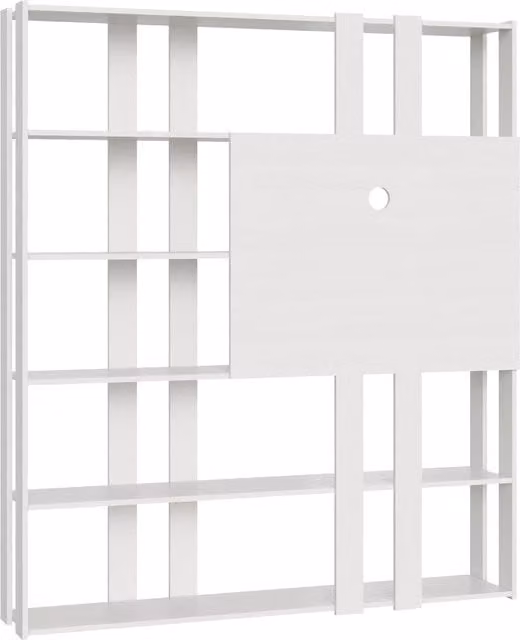 Librería abierta Kato con panel de TV Itamoby en color fresno blanco para salón An/P/Al: 178 x 36 x 204 cm